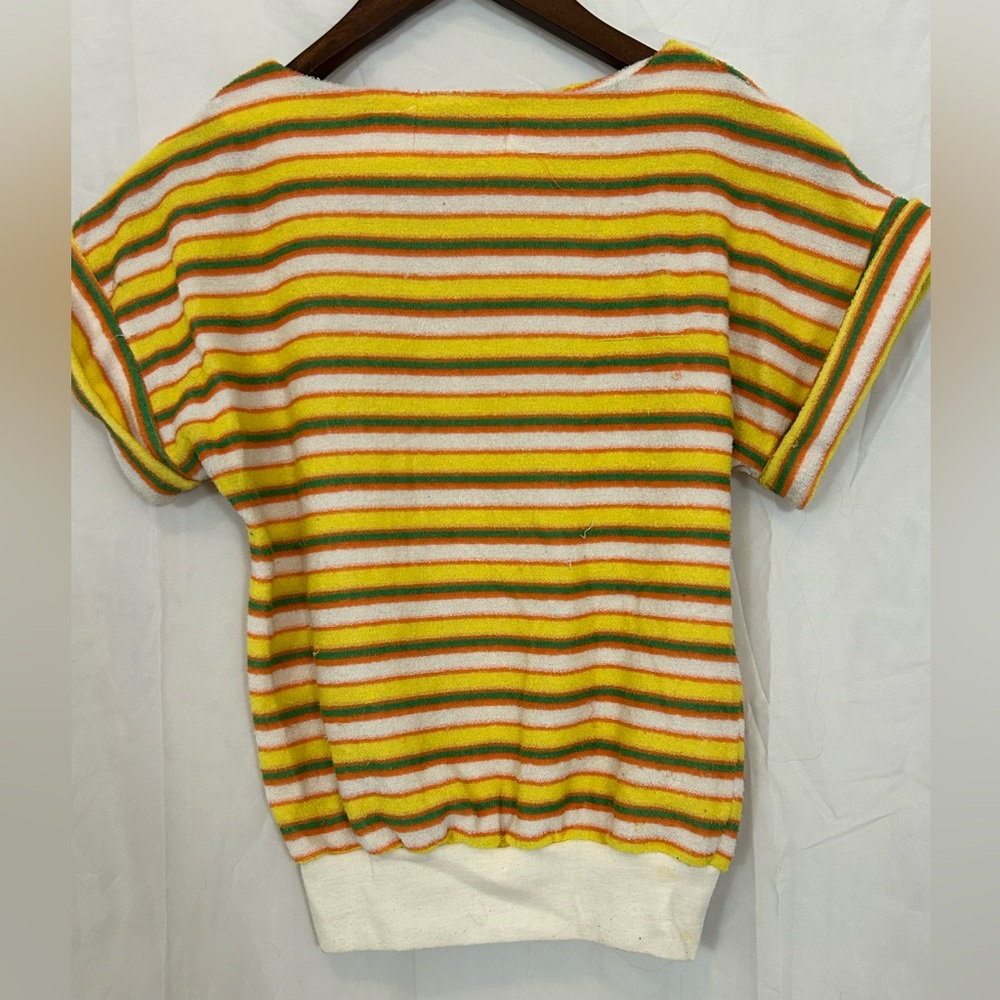 Striped Terrycloth Short sleeve Shirt - Multicolor